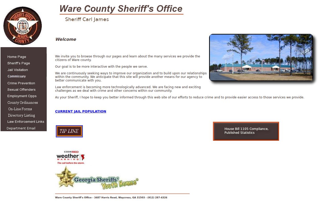 Ware County criminal history sheriff and jail record access