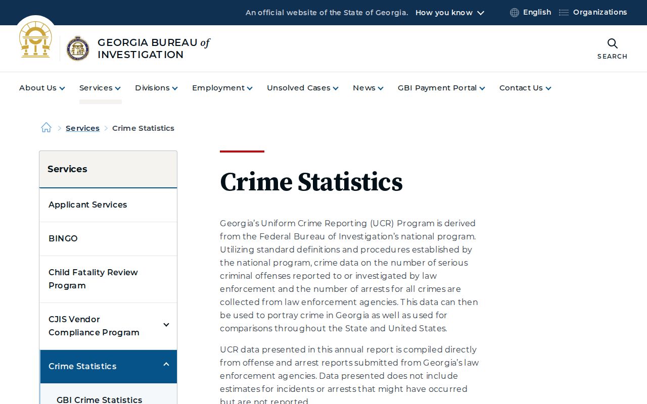 Georgia Bureau of Investigation crime statistics service